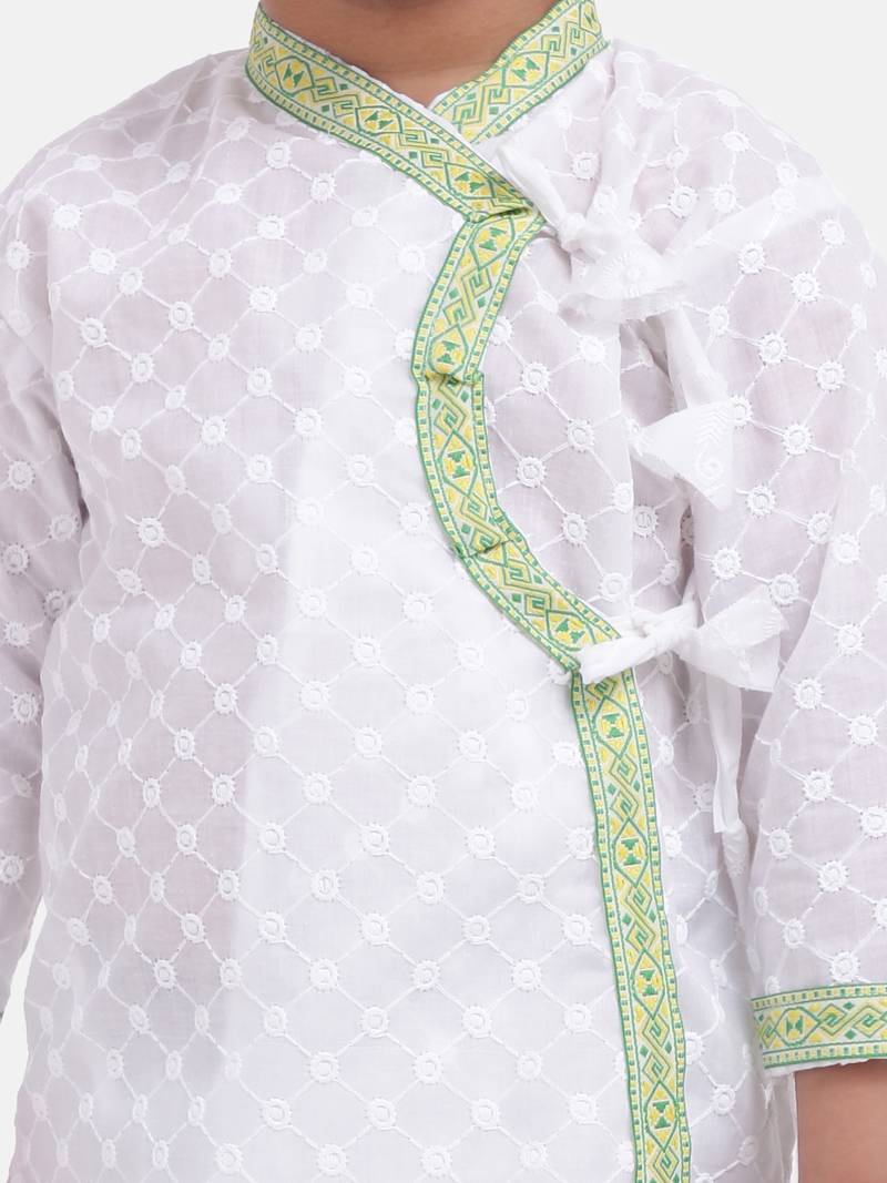 White Cotton Dhoti Kurta Krishna Kanhaiya Suit Dress For Baby Boy