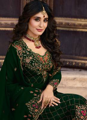 Green embroidered faux georgette salwar 2
