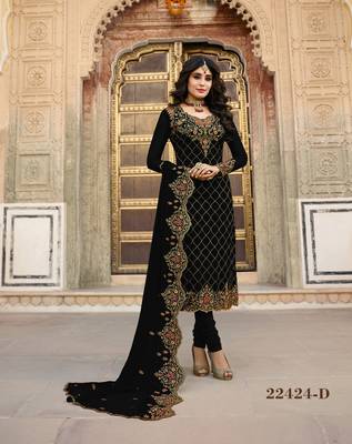 Black embroidered faux georgette salwar 1