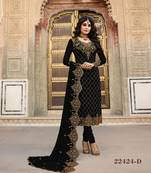 Black embroidered faux georgette salwar