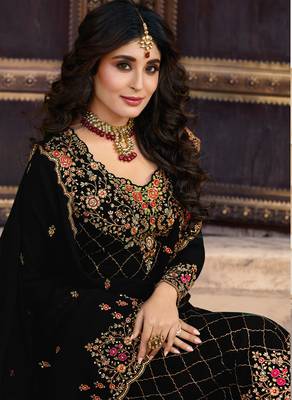 Black embroidered faux georgette salwar 2