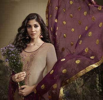 Beige Embroidered Cotton Silk Salwar 2