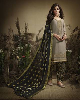 Cream Embroidered Cotton Silk Salwar 1