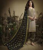 Cream Embroidered Cotton Silk Salwar