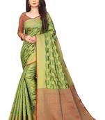 Green woven banarasi saree with blouse