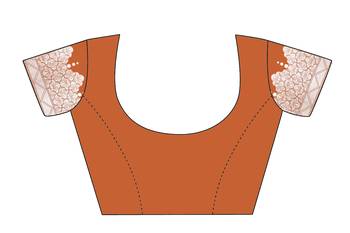 Orange woven banarasi saree with blouse 5
