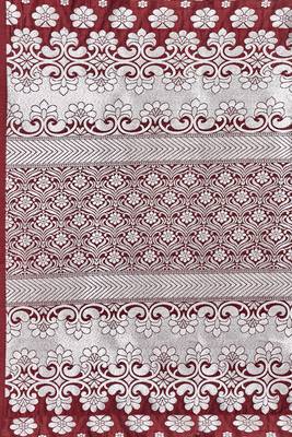Maroon woven banarasi saree with blouse 4