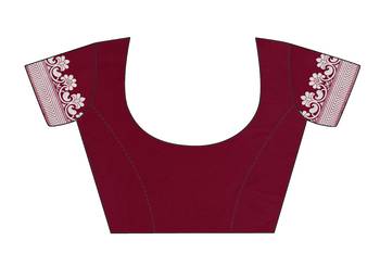 Maroon woven banarasi saree with blouse 5