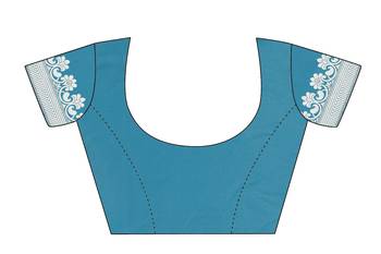 Blue woven banarasi saree with blouse 5
