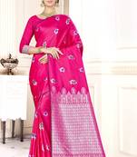 Pink woven banarasi saree with blouse