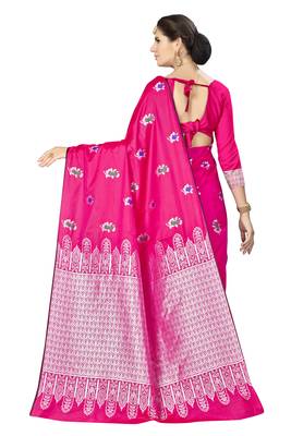 Pink woven banarasi saree with blouse 3