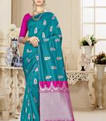 Green woven banarasi saree with blouse