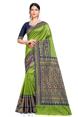 Green Woven Banarasi Saree With Blouse 1