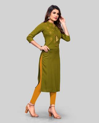 Green embroidered rayon ethnic-kurtis 3