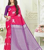 Pink woven banarasi saree with blouse