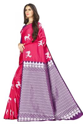 Pink woven banarasi saree with blouse 2