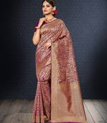 Purple woven banarasi saree with blouse