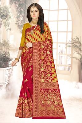 Multicolor woven banarasi saree with blouse 1