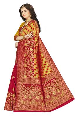 Multicolor woven banarasi saree with blouse 2