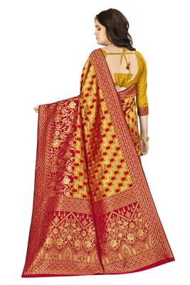 Multicolor woven banarasi saree with blouse 3