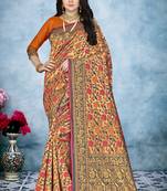 Multicolor Woven Banarasi Saree With Blouse