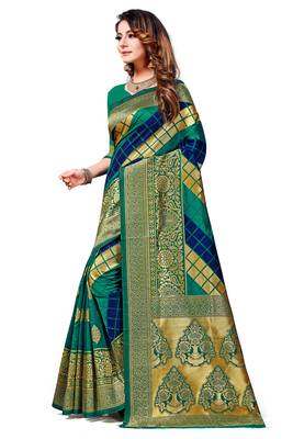 Multicolor woven banarasi saree with blouse 2