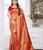 Red Woven Banarasi Saree With Blouse