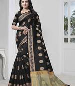 Black woven banarasi saree with blouse