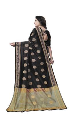 Black woven banarasi saree with blouse 3