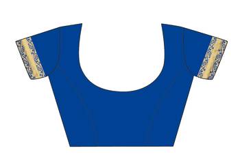 Blue Woven Banarasi Saree With Blouse 5