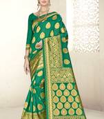 Green Woven Banarasi Saree With Blouse