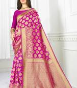 Pink woven banarasi saree with blouse
