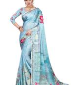 Sky Blue Printed Georgette Saree With Blouse