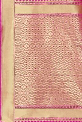 Pink woven banarasi saree with blouse 4