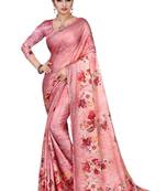 Pink Printed Georgette Saree With Blouse