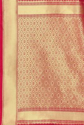 Red woven banarasi saree with blouse 4
