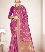 Wine woven banarasi saree with blouse