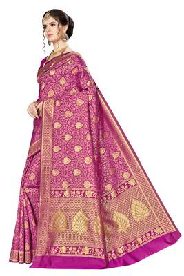 Wine woven banarasi saree with blouse 2