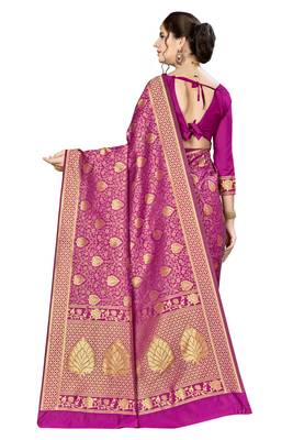 Wine woven banarasi saree with blouse 3
