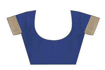 Navy blue woven banarasi saree with blouse 5