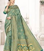 Green Woven Banarasi Saree With Blouse