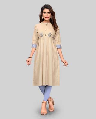 Off-white plain cotton cotton-kurtis 1