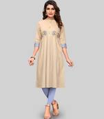 Off-white plain cotton cotton-kurtis