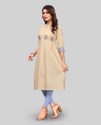 Off-white plain cotton cotton-kurtis 3