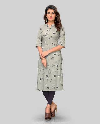 Grey printed rayon ethnic-kurtis 1