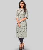 Grey printed rayon ethnic-kurtis