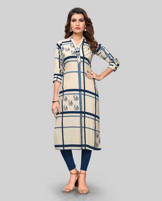 Off-white printed cotton cotton-kurtis 1
