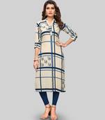 Off-white printed cotton cotton-kurtis
