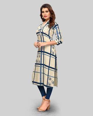 Off-white printed cotton cotton-kurtis 3
