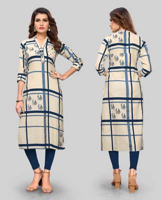 Off-white printed cotton cotton-kurtis 5